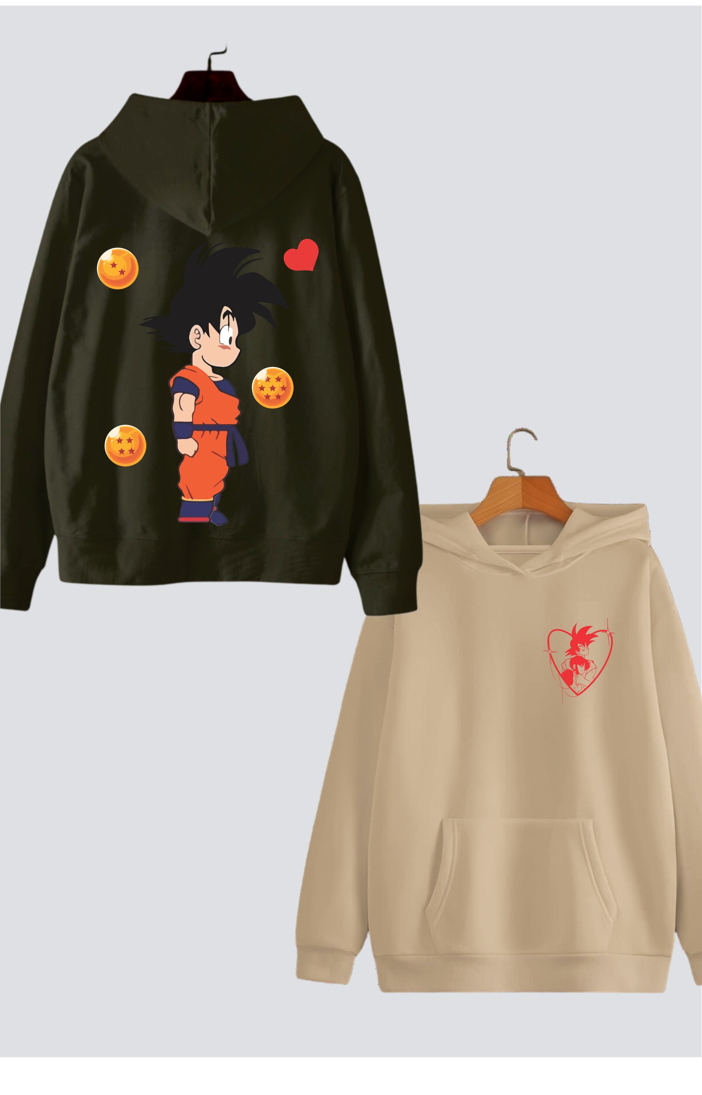 Goku and Chi-Chi Edition Oversized Drop Shoulder Hoodies - Pack of 2