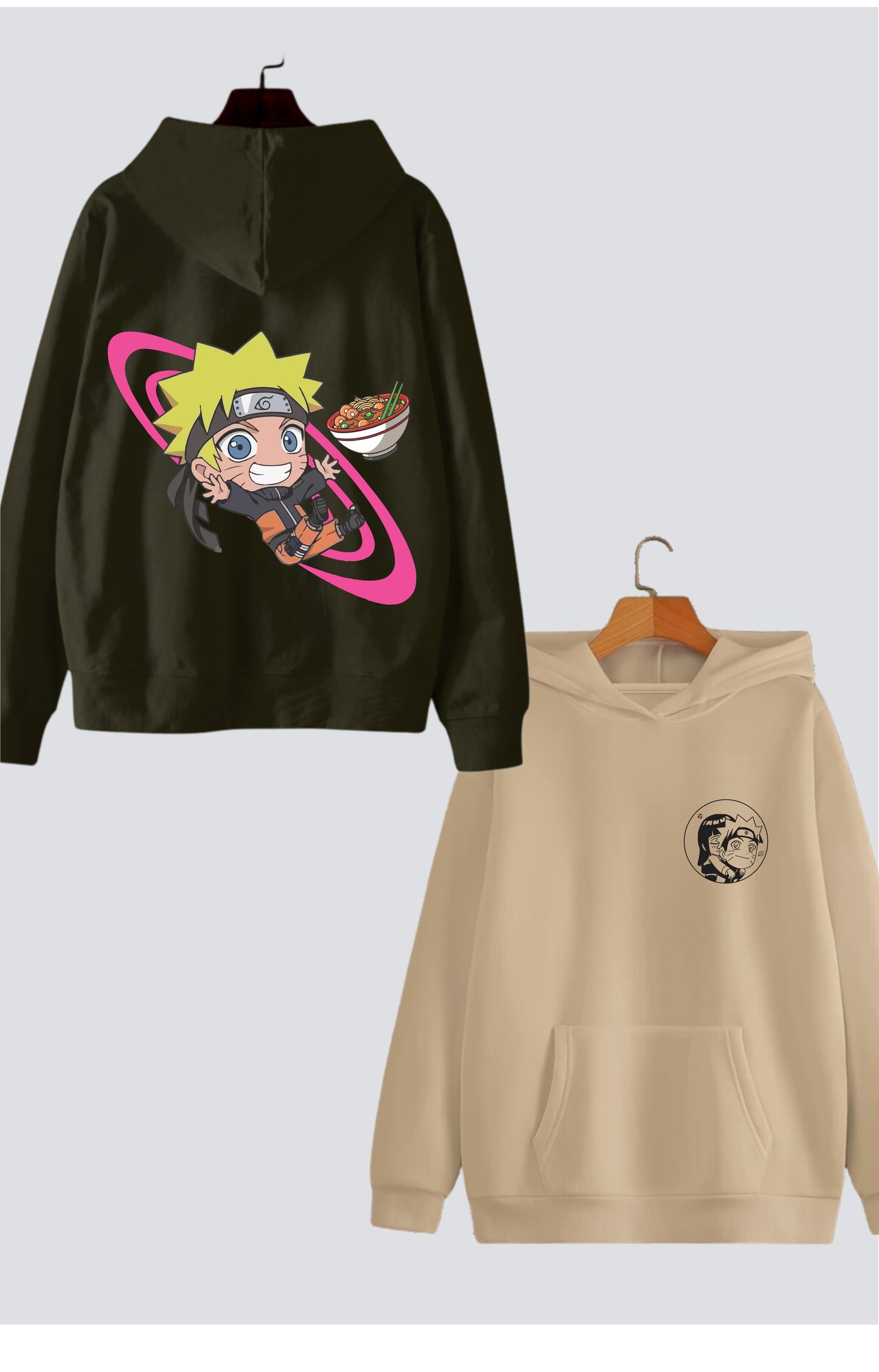 Naruto & Hinata Edition Oversized Drop Shoulder Hoodies - Pack of 2