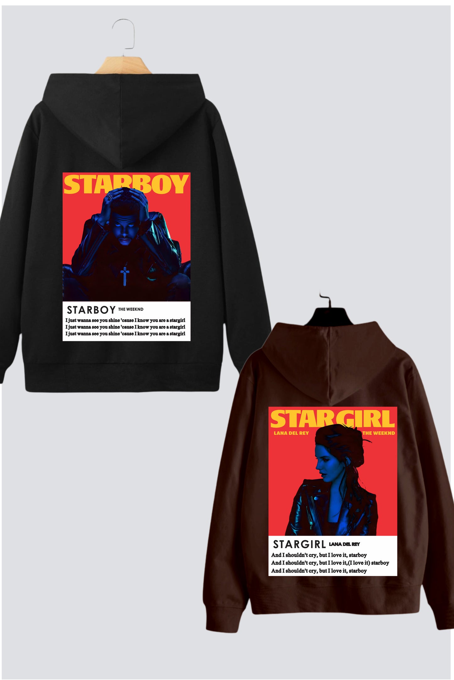 Starboy Stargirl Couple Oversized Drop Shoulder Hoodies - Pack of 2