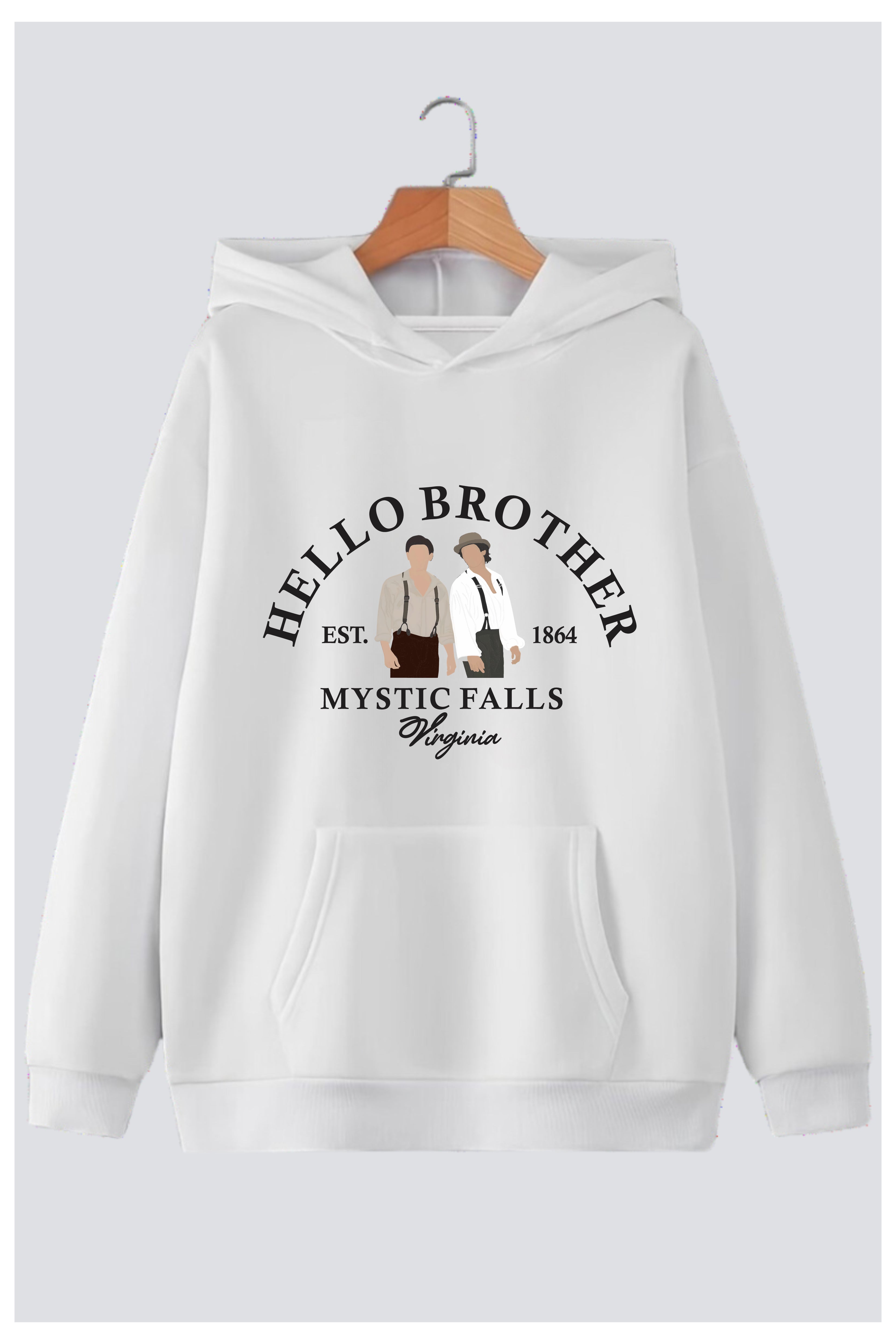 "Hello Brother" Oversized Drop-Shoulder Hoodie