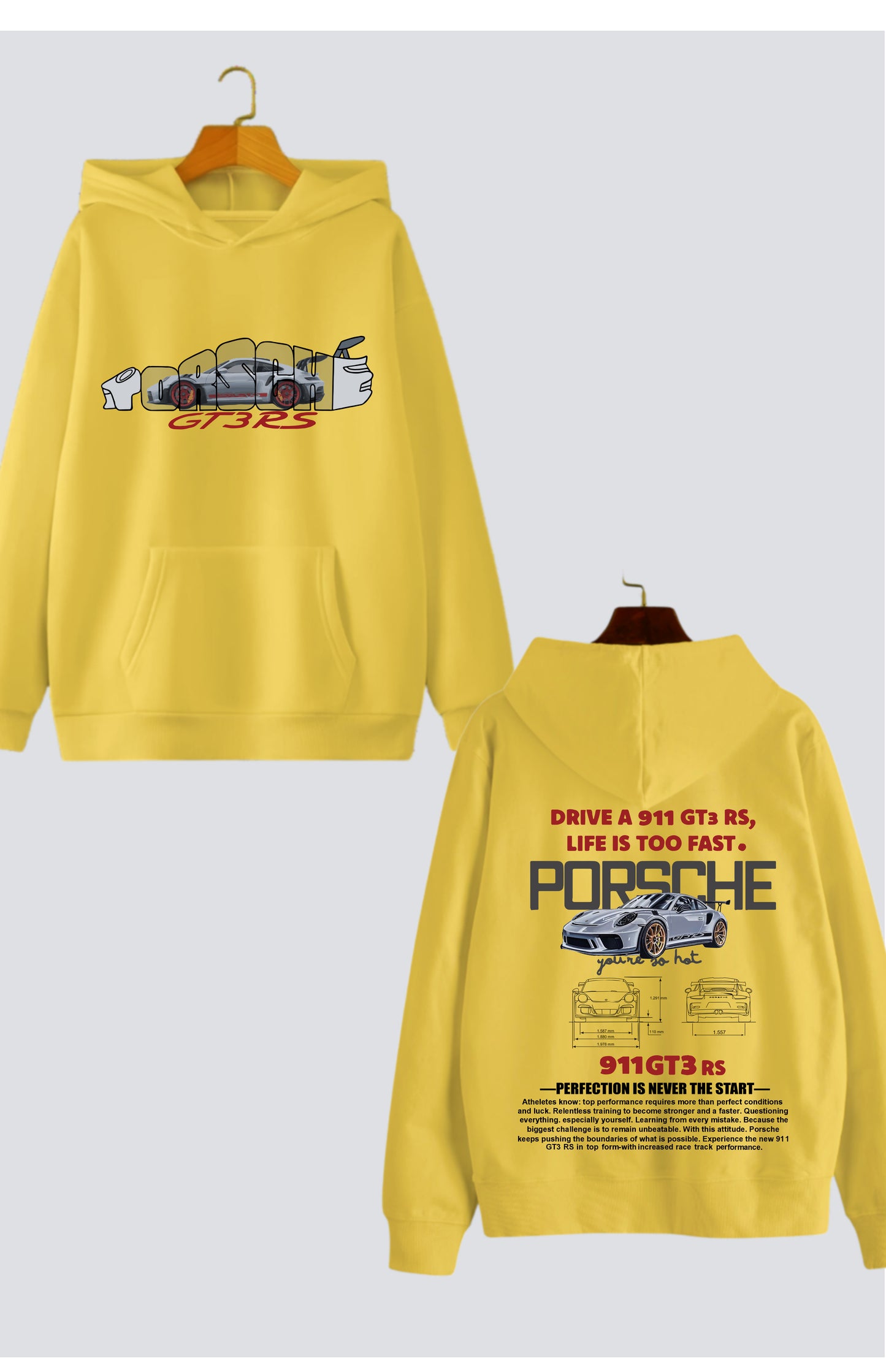 "Porsche GT3 RS" Oversized Drop-Shoulder Hoodie