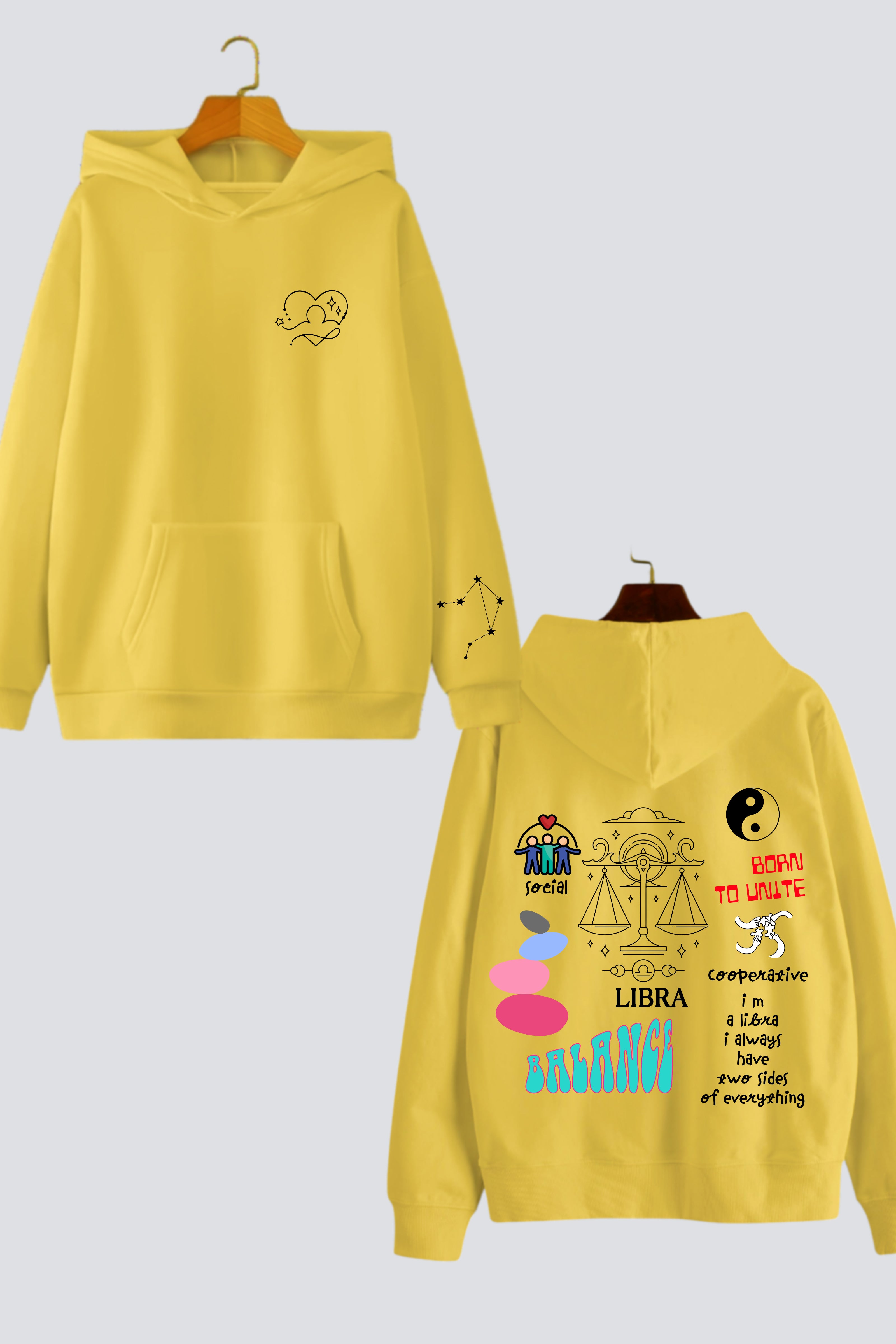 Zodiac Oversized Hoodies - Customizable Couple's Edition - Pack of 2