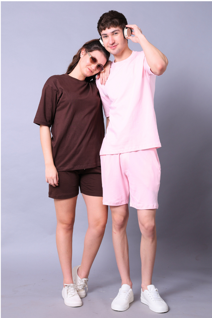 Baby Pink and Brown Couple Co-Ord Set (Pack of 2)