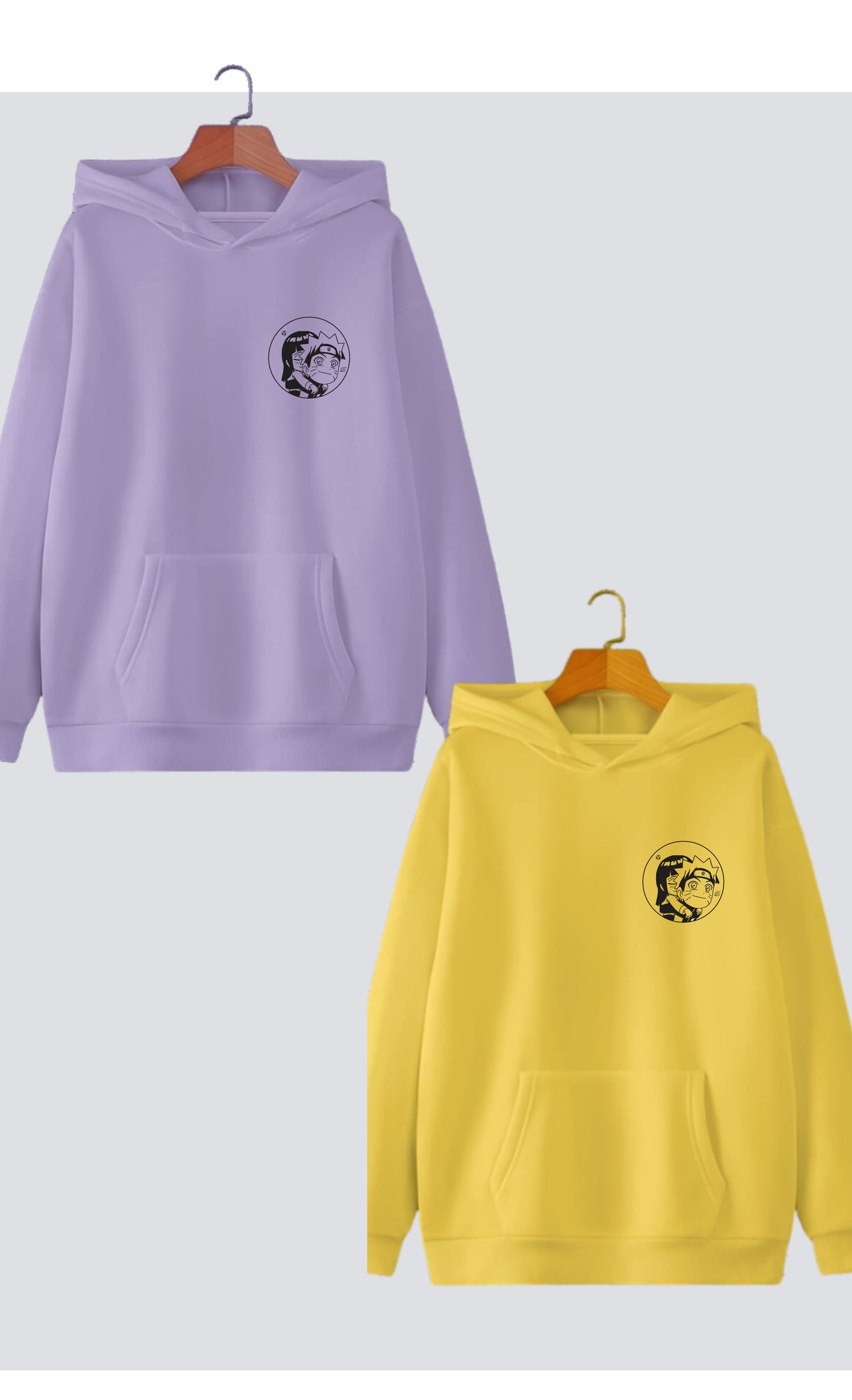 Naruto & Hinata Edition Oversized Drop Shoulder Hoodies - Pack of 2