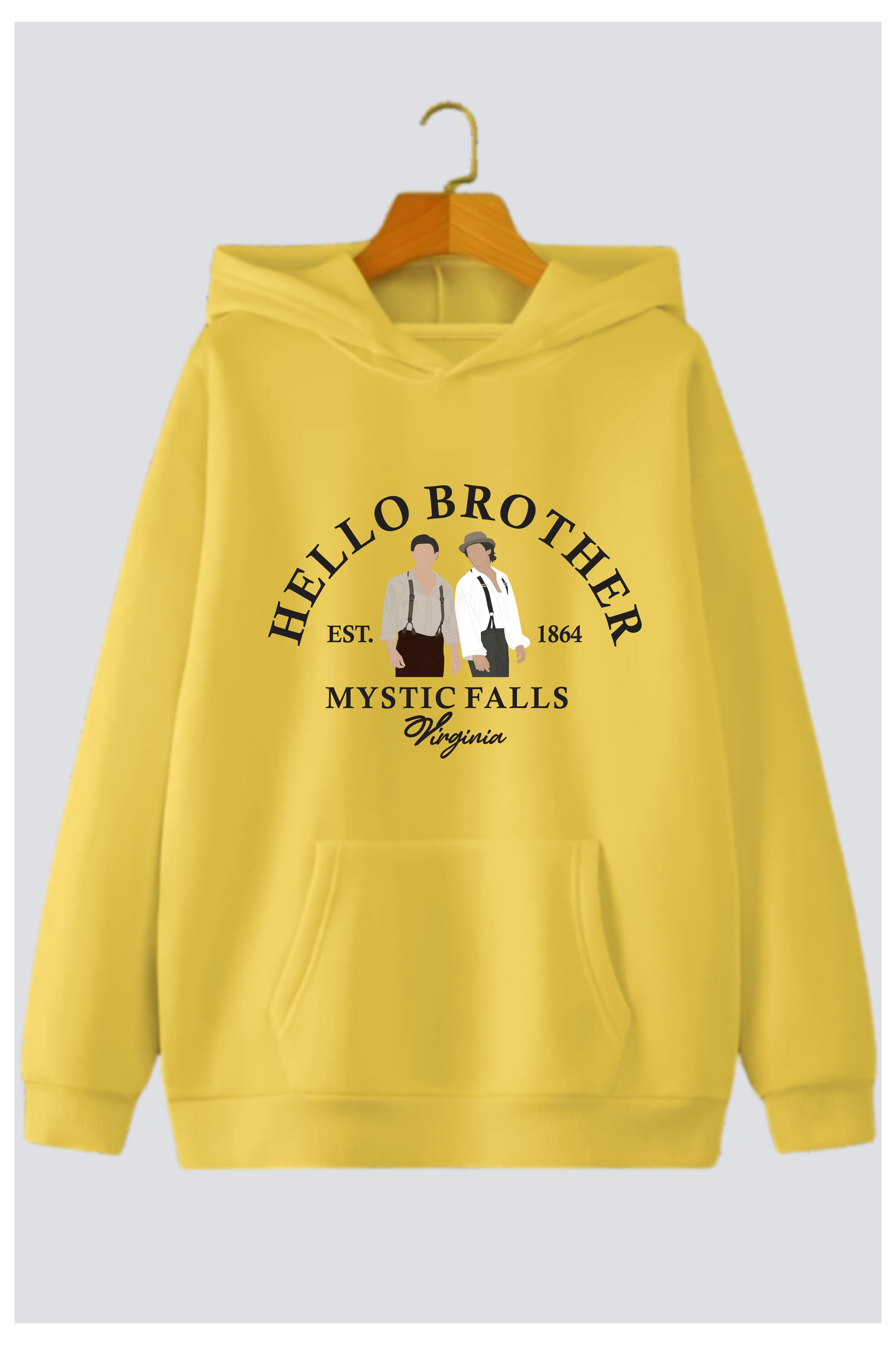 "Hello Brother" Oversized Drop-Shoulder Hoodie