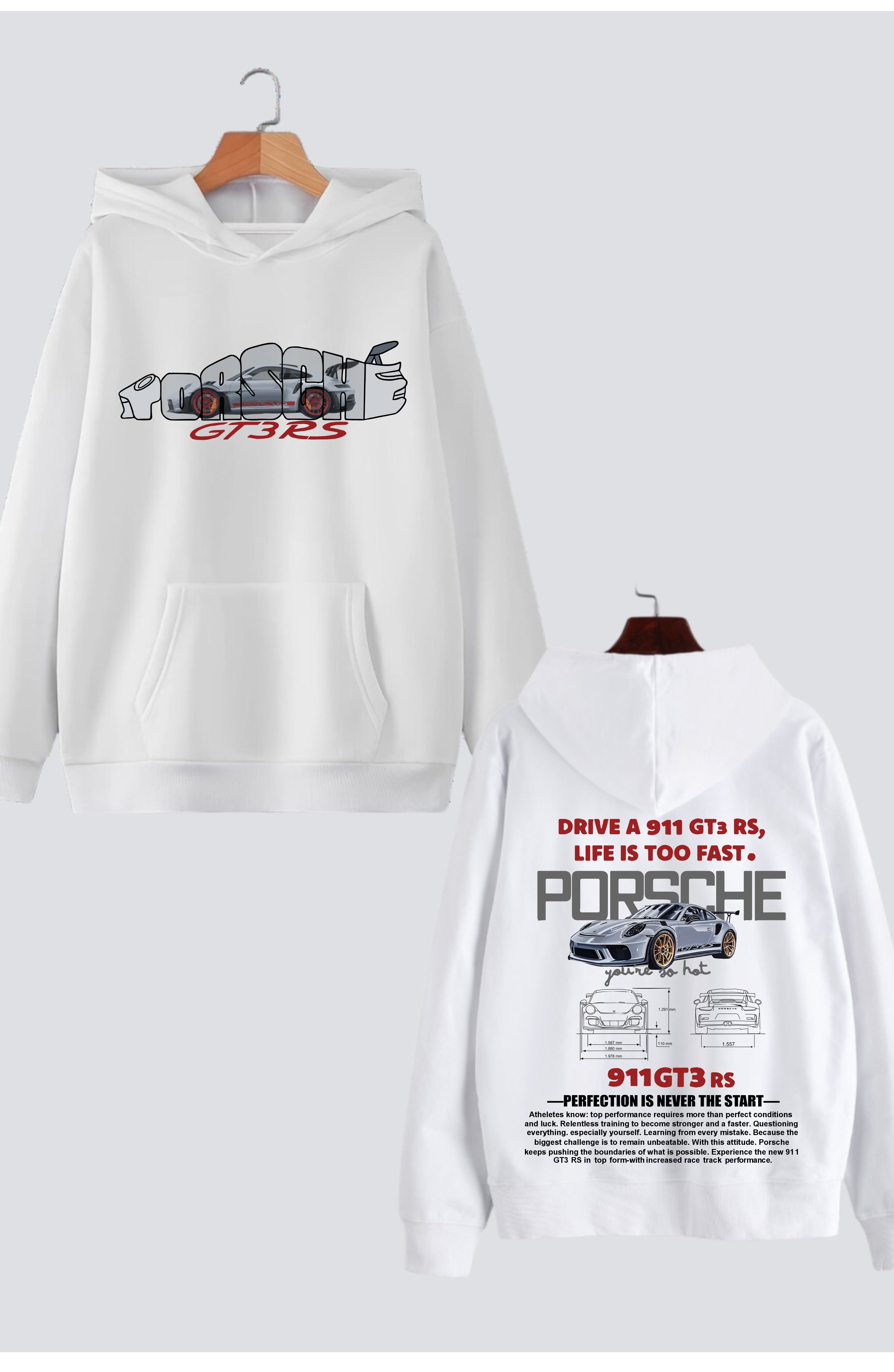 "Porsche GT3 RS" Oversized Drop-Shoulder Hoodie
