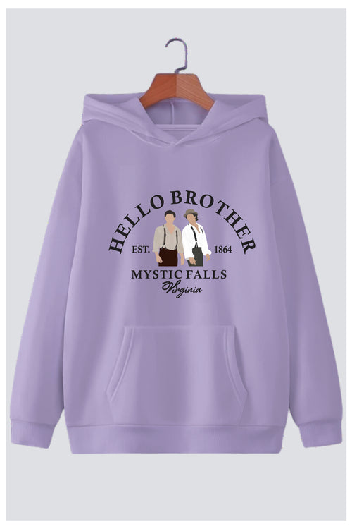 "Hello Brother" Oversized Drop-Shoulder Hoodie