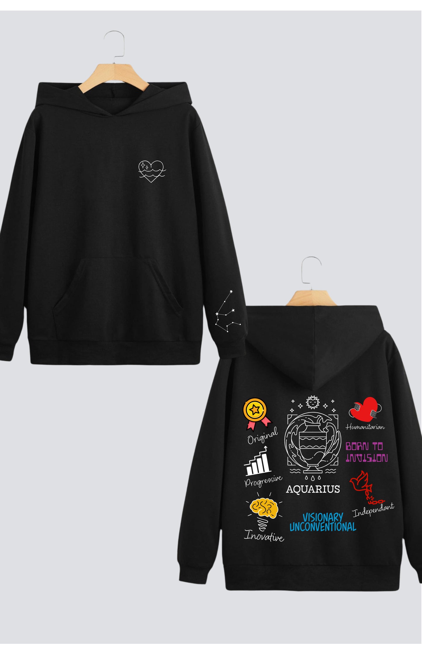 Zodiac Oversized Hoodies - Customizable Couple's Edition - Pack of 2