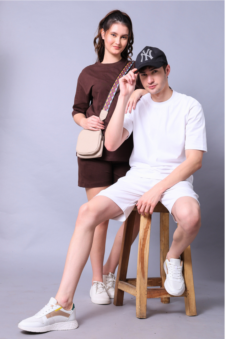 Brown & White Couple Co-Ord Set (Pack of 2)