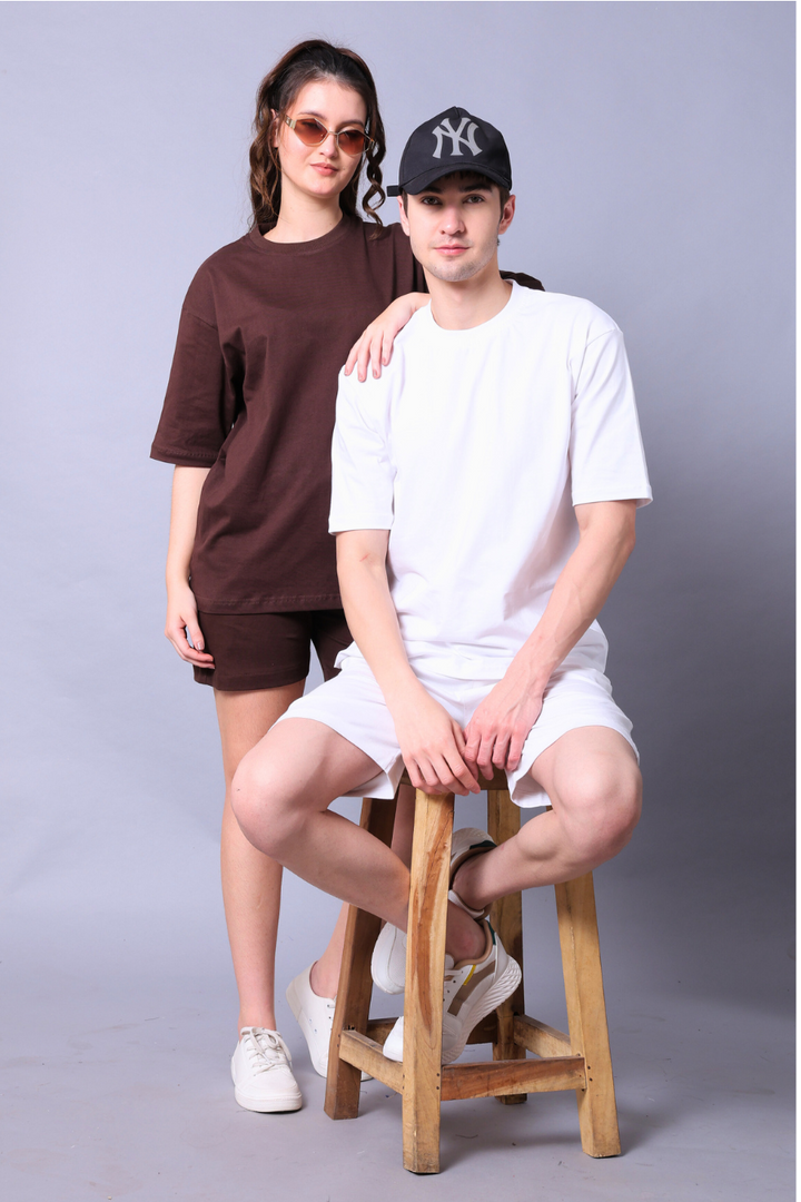 Brown & White Couple Co-Ord Set (Pack of 2)