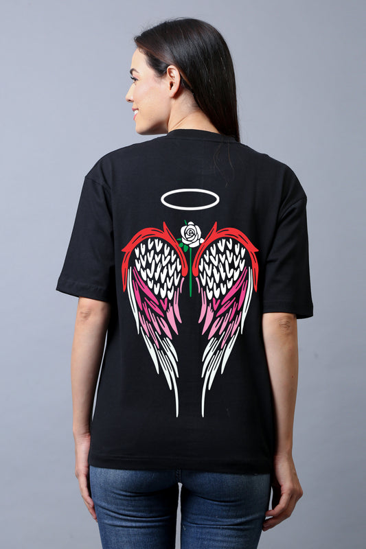 Angel Half Sleeves Oversized Tee