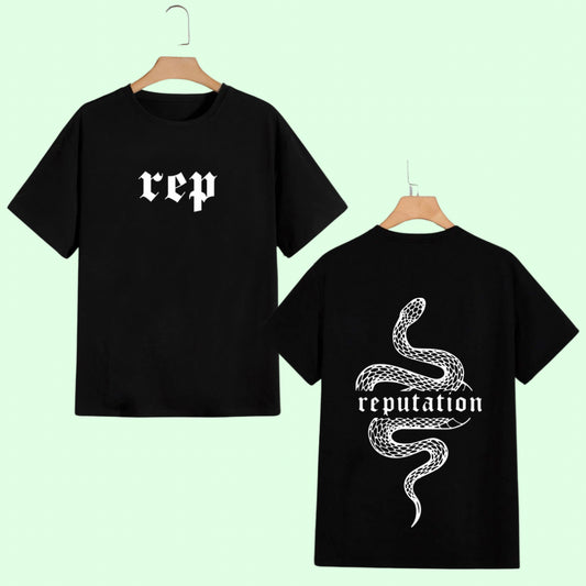 Iconic Serpentine Emblem: 'Reputation' Half Sleeve Tee