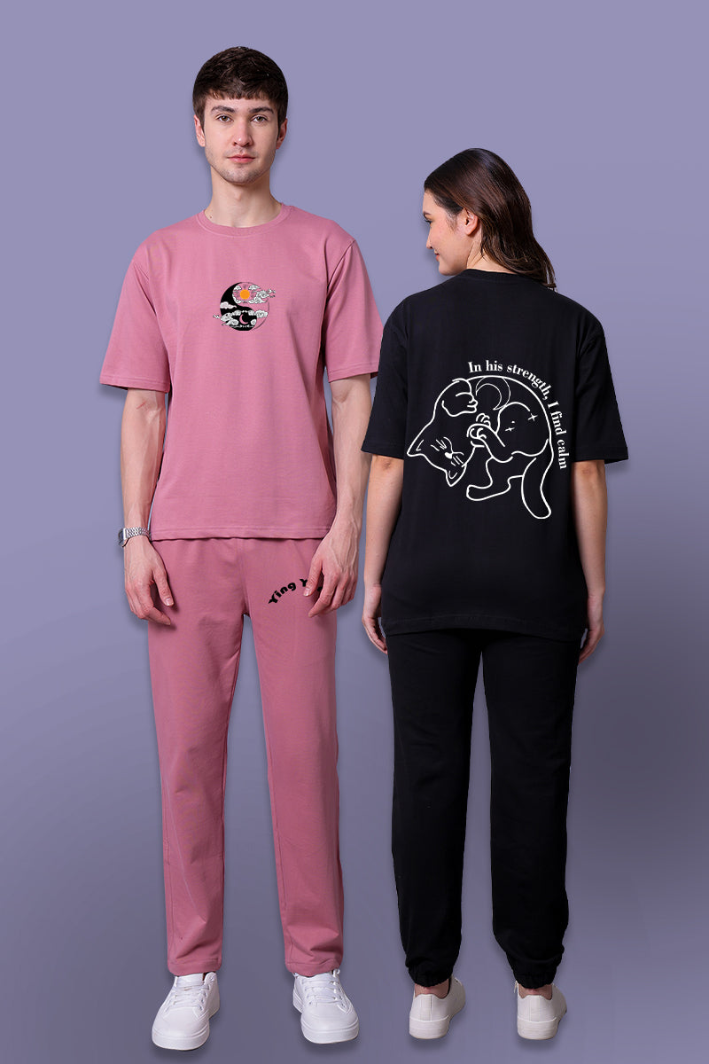 Ying Yang Couple Co-Ord Set With Joggers (Pack of 2)