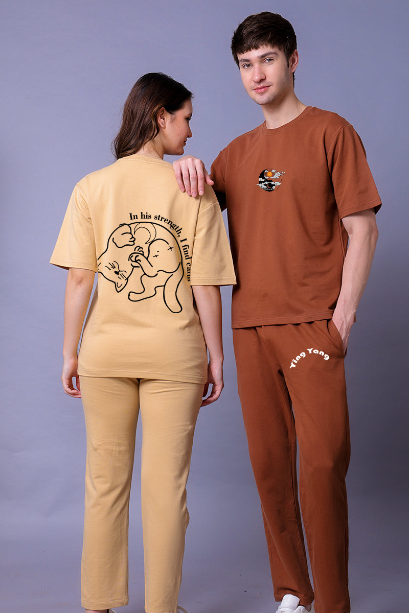 Ying Yang Couple Co-Ord Set With Joggers (Pack of 2)