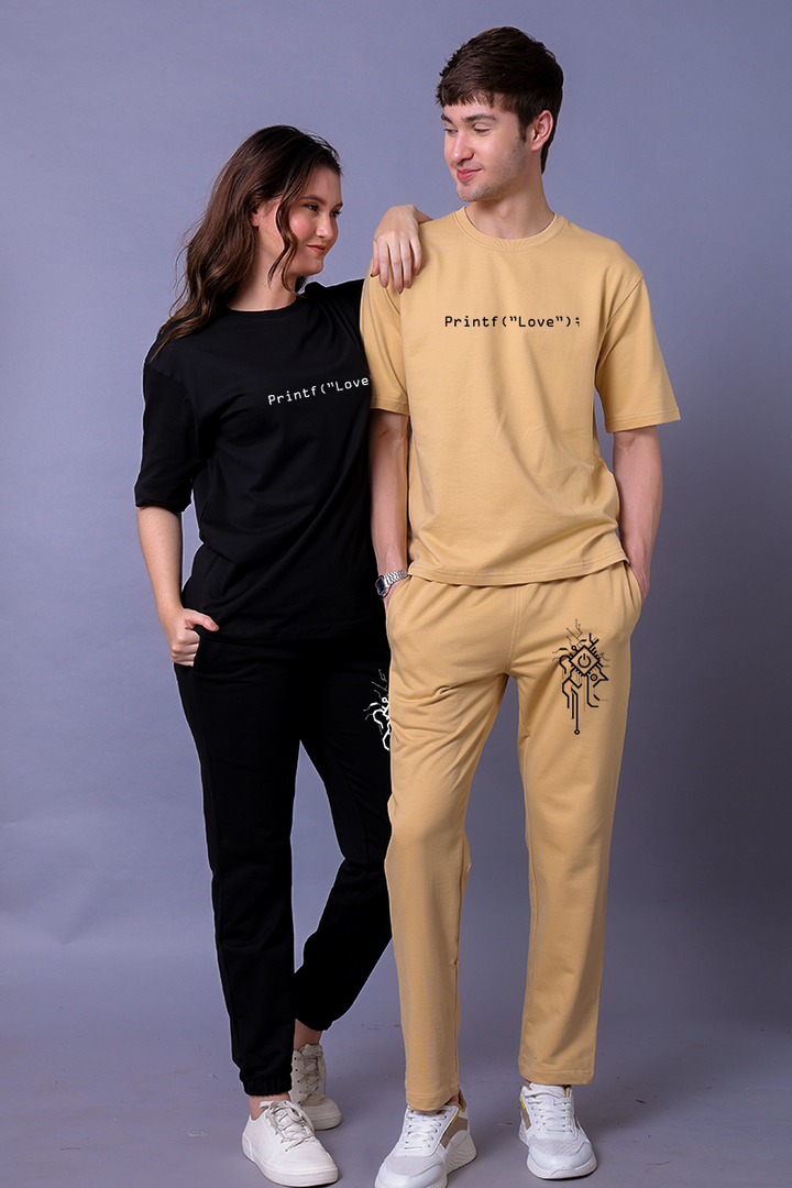 Code Love Couple Co-Ord Set With Joggers (Pack of 2)