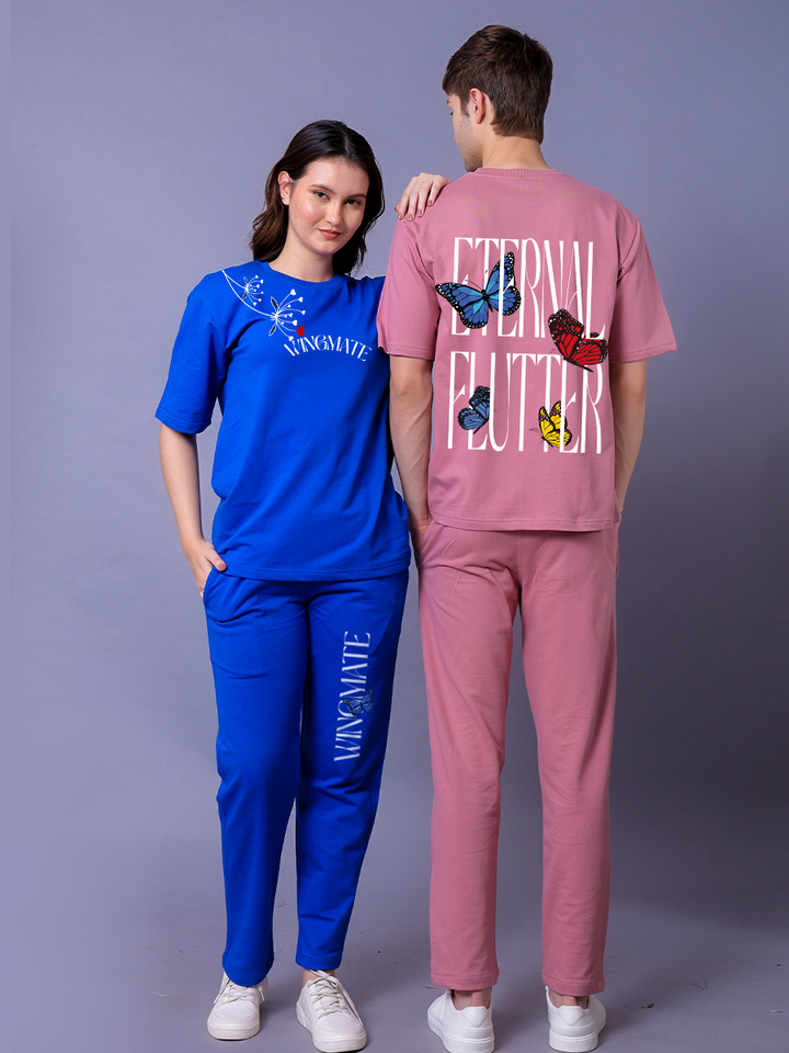 Eternal Flutter Butterfly Couple Co-Ord Set With Joggers (Pack of 2)