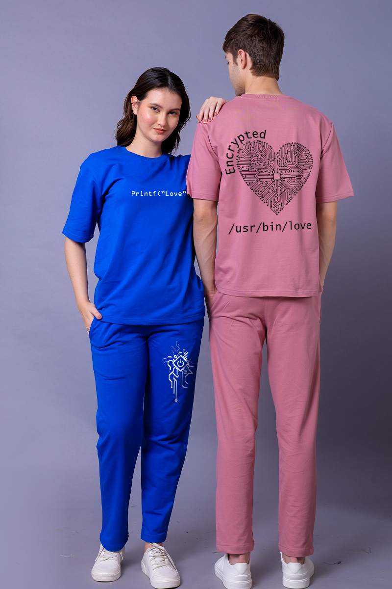 Code Love Couple Co-Ord Set With Joggers (Pack of 2)