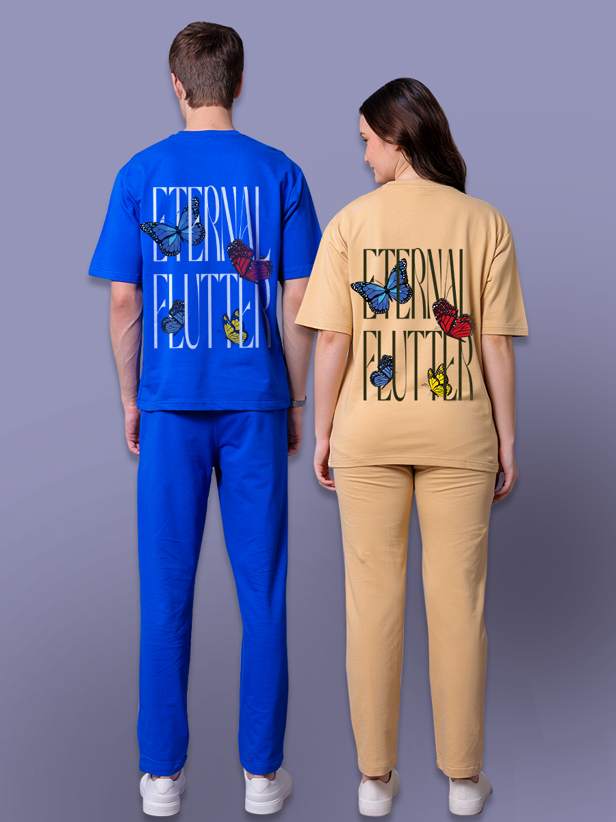 Eternal Flutter Butterfly Couple Co-Ord Set With Joggers (Pack of 2)