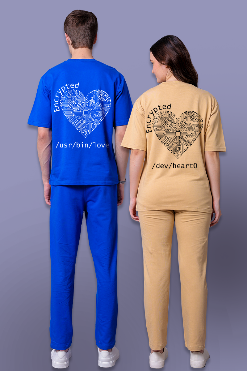 Code Love Couple Co-Ord Set With Joggers (Pack of 2)