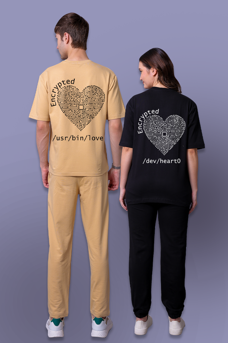 Code Love Couple Co-Ord Set With Joggers (Pack of 2)