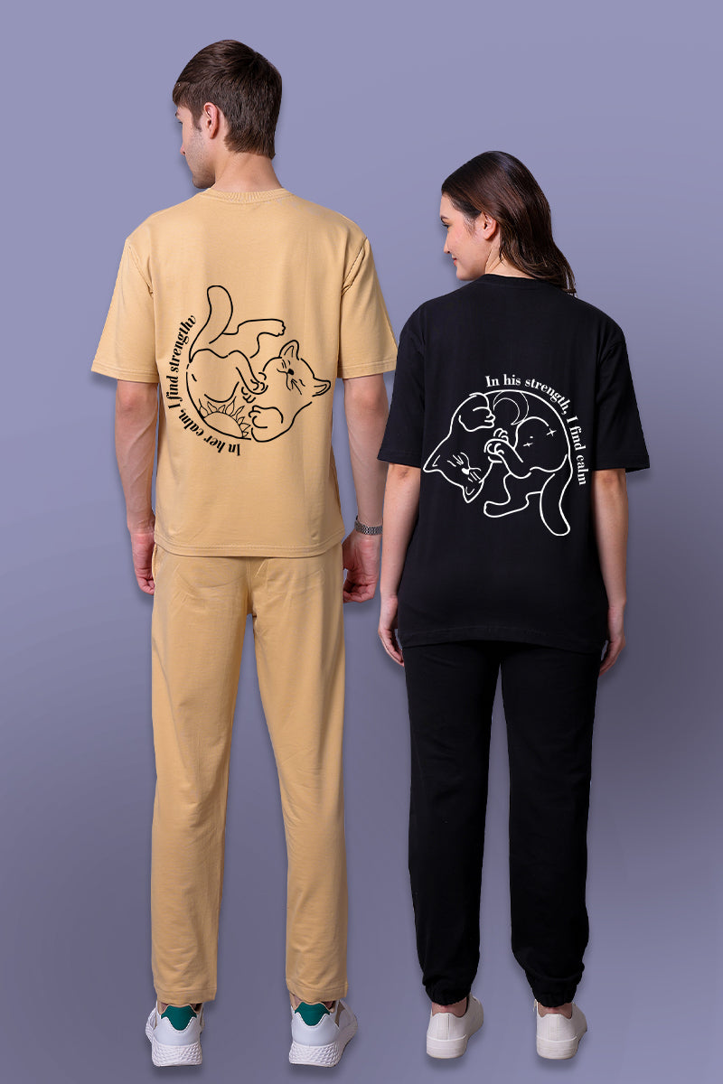 Ying Yang Couple Co-Ord Set With Joggers (Pack of 2)