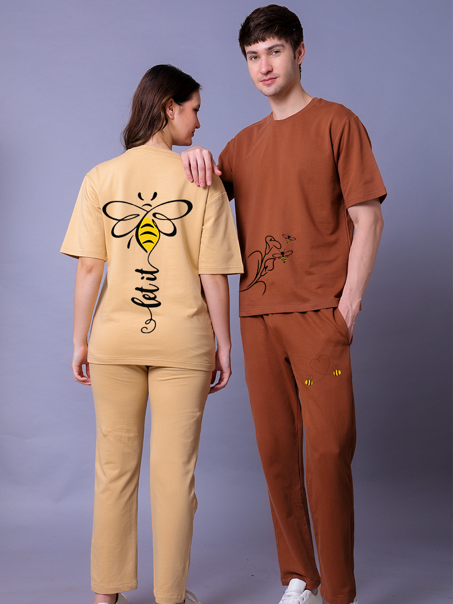 Let It Bee Couple Co-Ord Set With Jogger (Pack of 2)