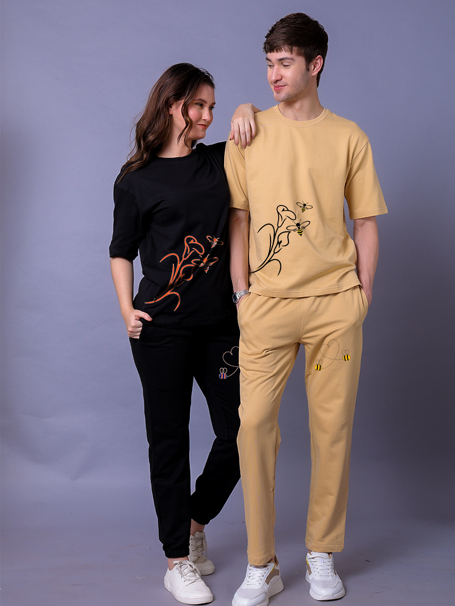 Let It Bee Couple Co-Ord Set With Jogger (Pack of 2)