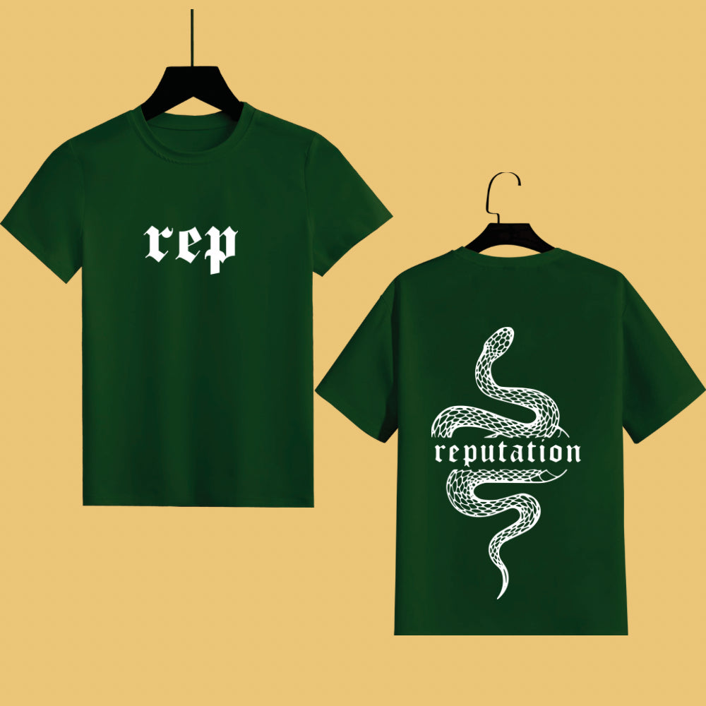 Iconic Serpentine Emblem: 'Reputation' Half Sleeve Tee