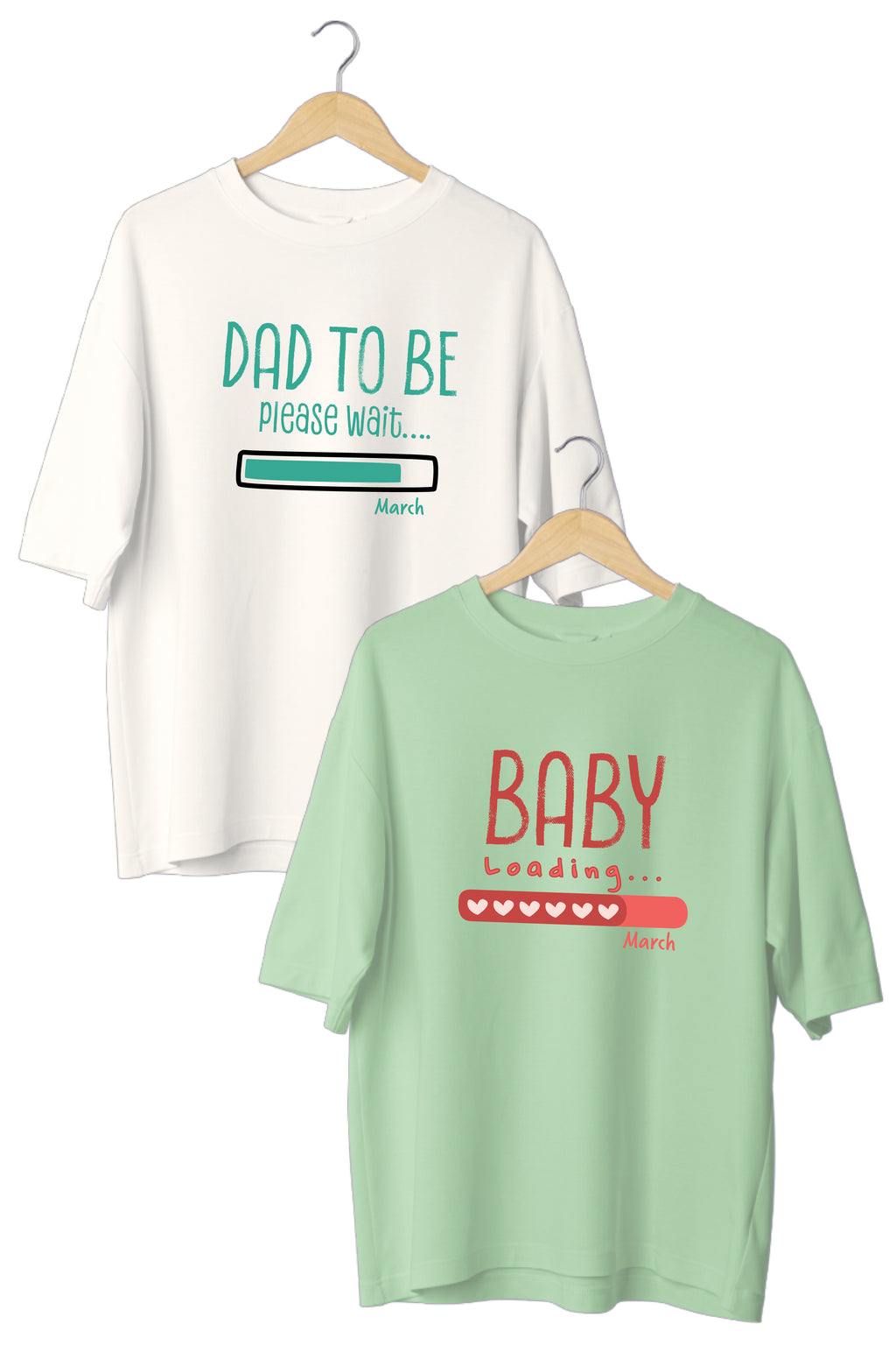 Baby Loading Oversized Couple T-Shirts (Pack of 2)