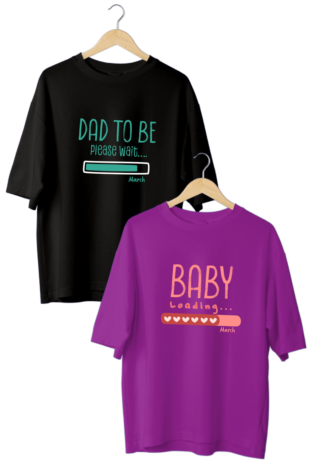 Baby Loading Oversized Couple T-Shirts (Pack of 2)