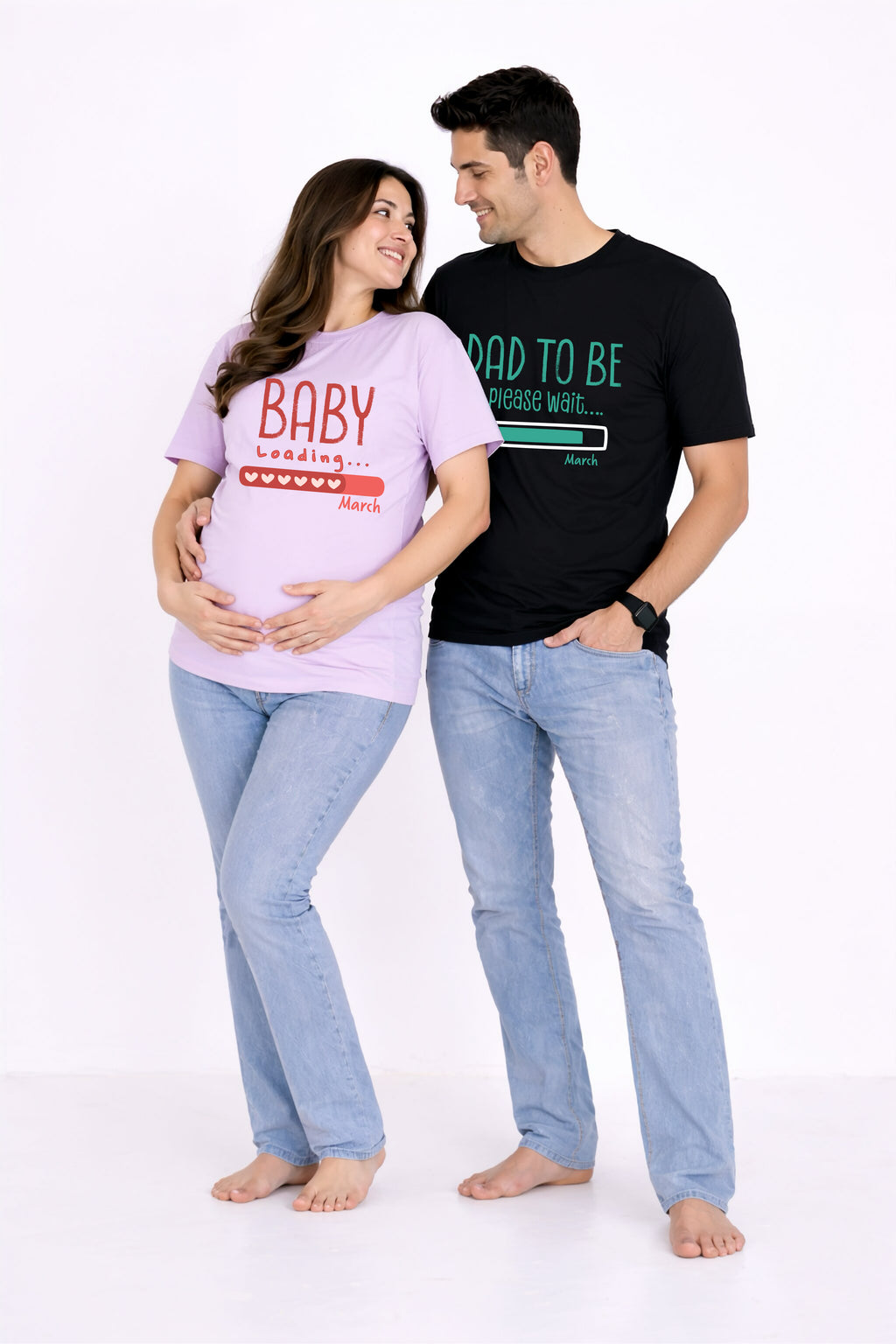 Baby Loading Oversized Couple T-Shirts (Pack of 2)