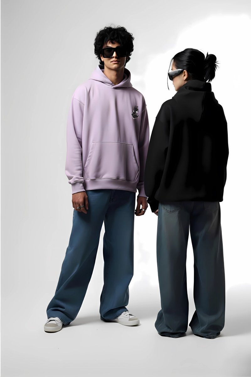 Batman & Catwoman Couple Oversized Drop Shoulder Hoodies - Pack of 2