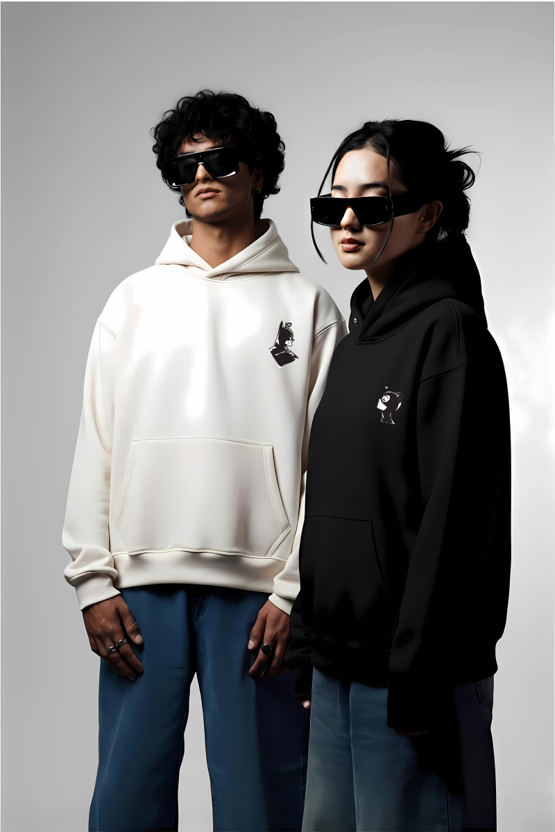 Batman & Catwoman Couple Oversized Drop Shoulder Hoodies - Pack of 2