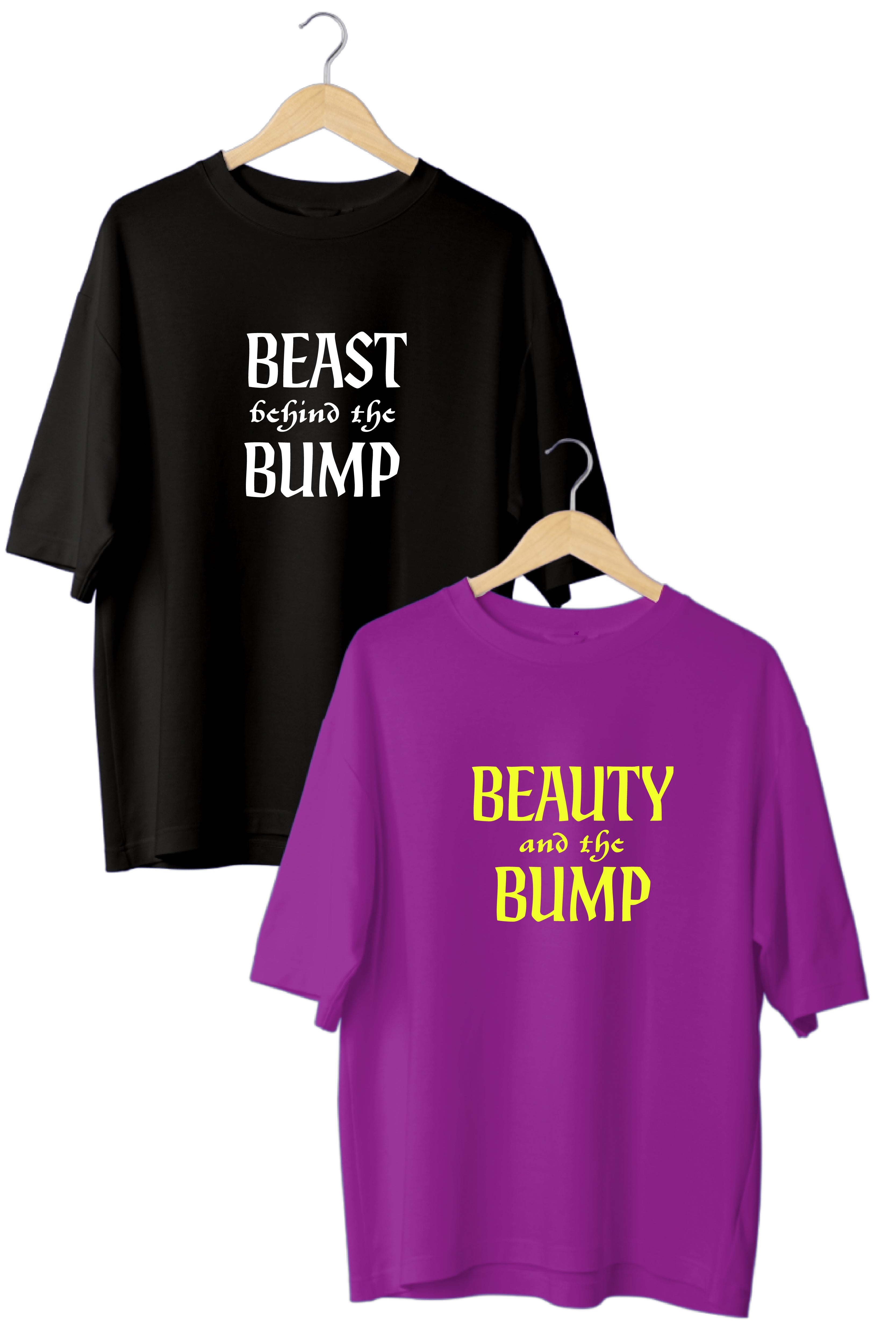 Beauty and the Bump Oversized Couple T-Shirts (Pack of 2)