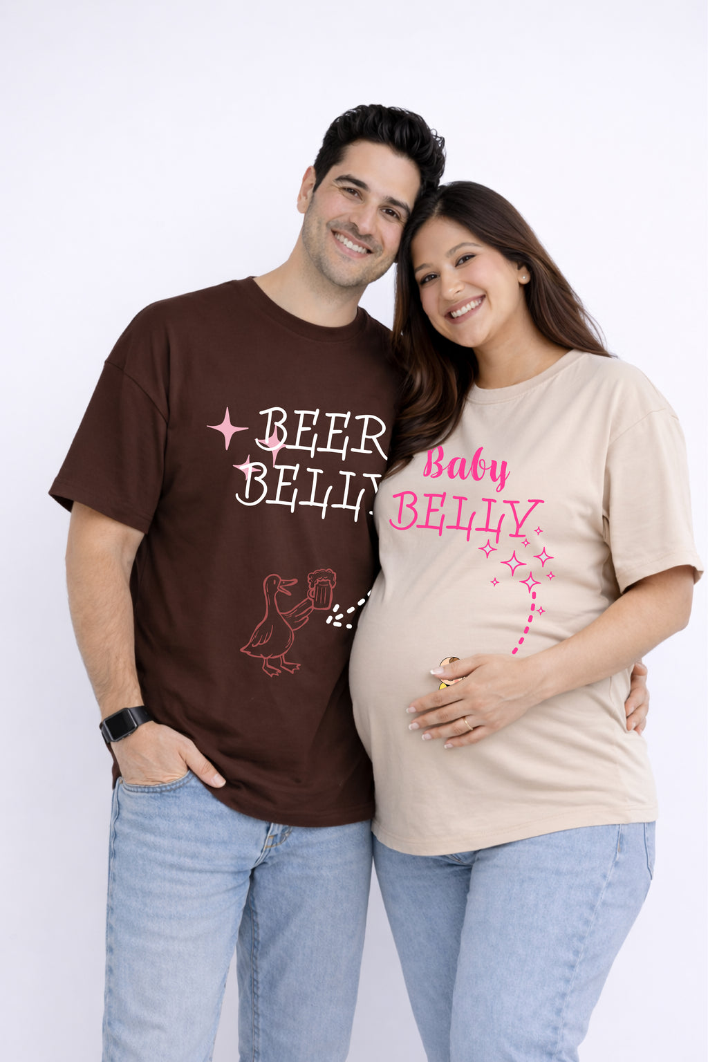 Beer Belly Oversized Couple T-Shirts (Pack of 2)