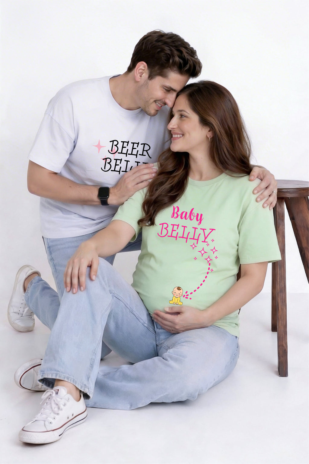 Beer Belly Oversized Couple T-Shirts (Pack of 2)