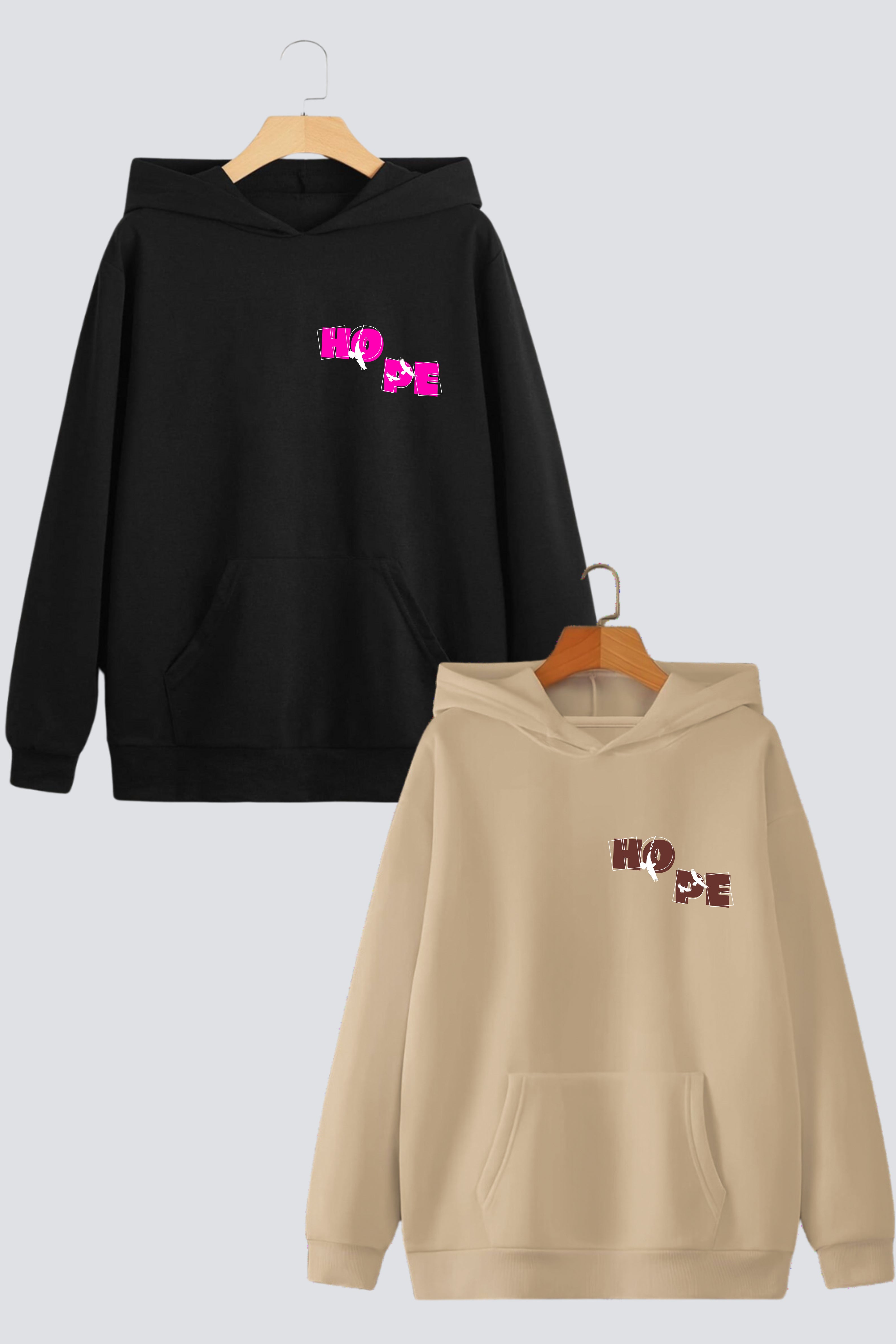 "Hope" Oversized Drop-Shoulder Couple Hoodies (Pack of 2)