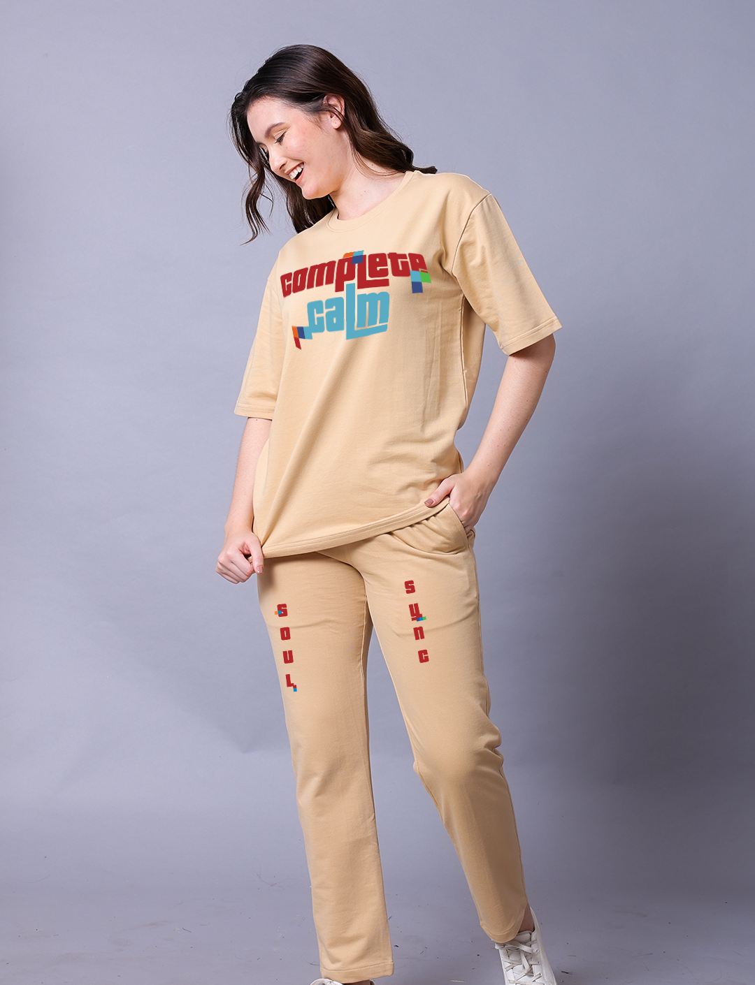 Complete Calm Women Co-Ord Set - Oversized Tee With Jogger