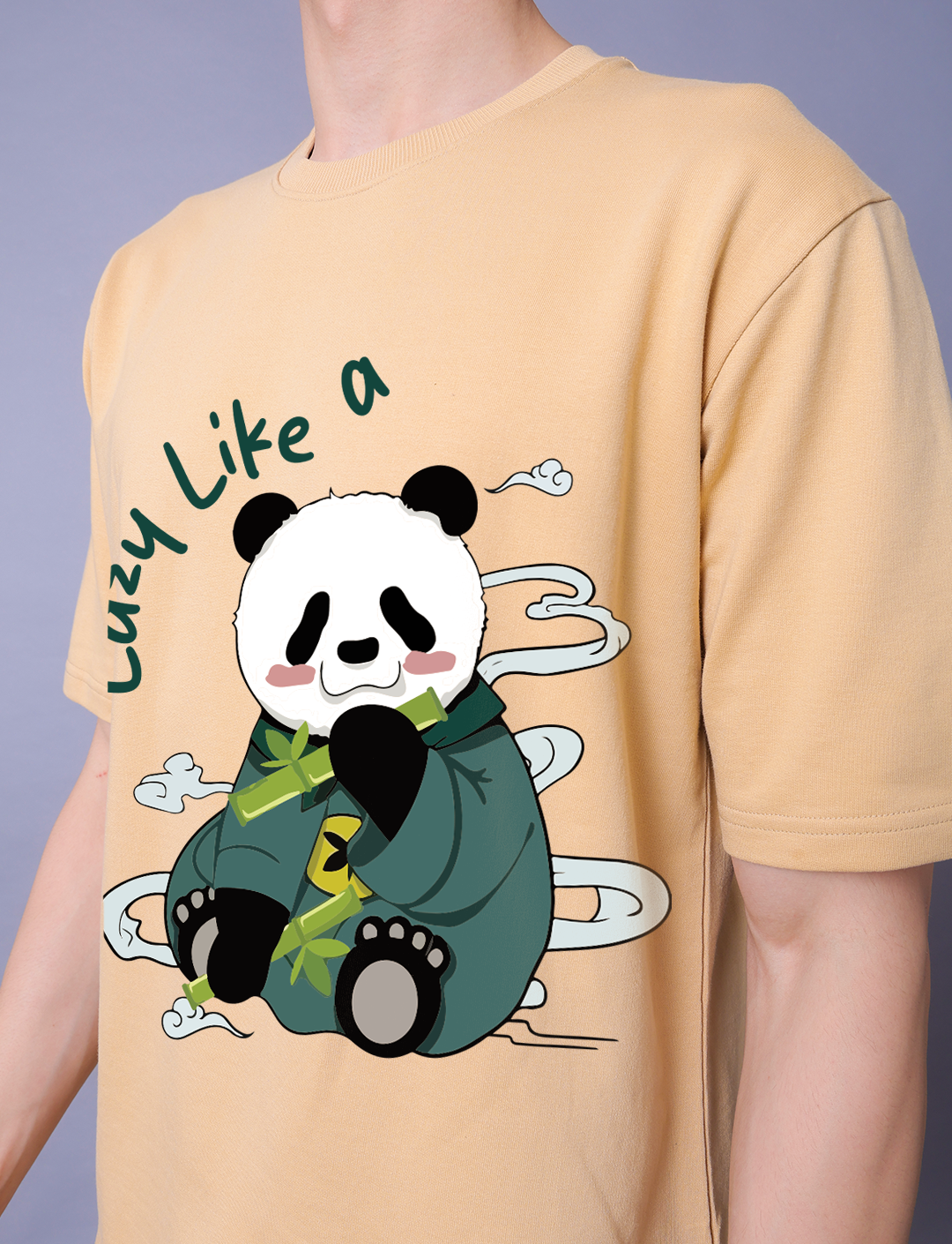 Lazy Like A Panda Men Co-Ord Set - Oversized Tee With Jogger