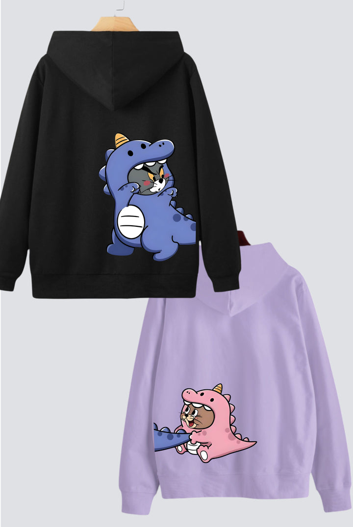 Dino Tom & Jerry Oversized Drop Shoulder Hoodies - Pack of 2
