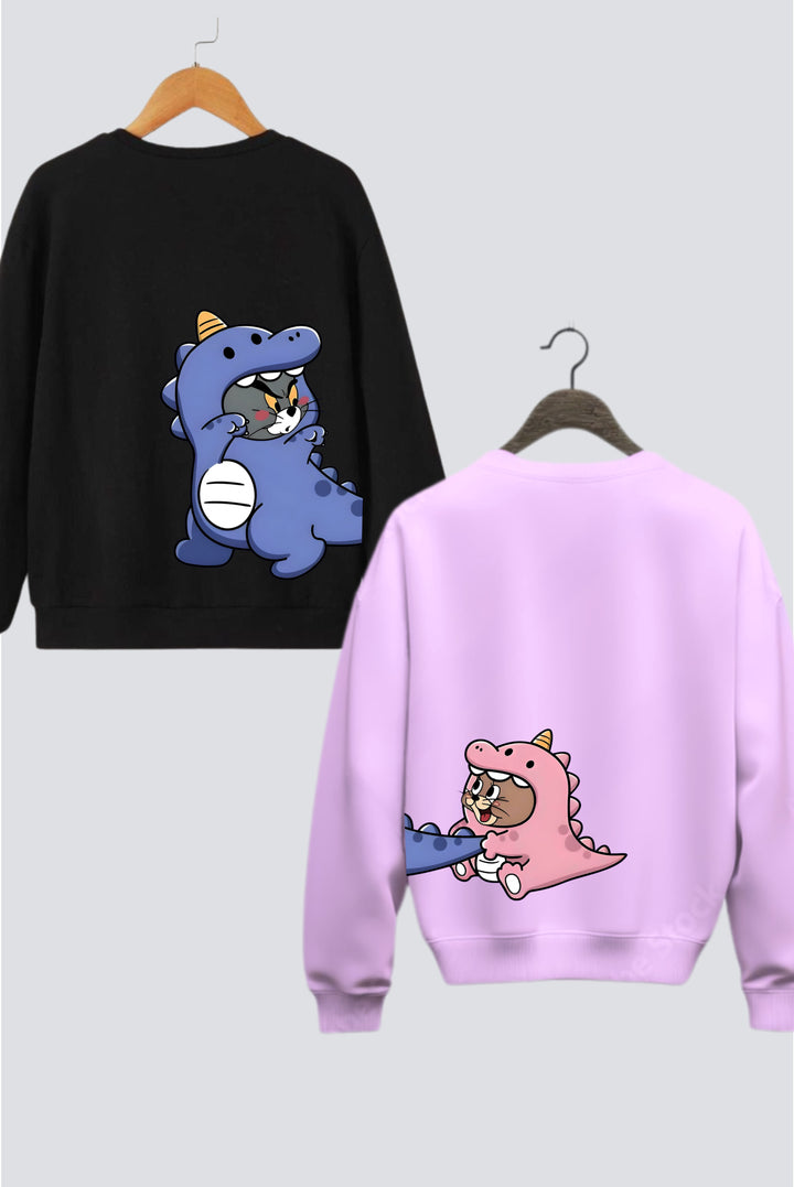 Dino Tom & Jerry Chase Couple Unisex Sweatshirts - Pack of 2
