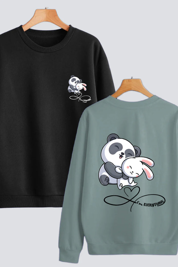 Cuddles & Hugs Couple Black & Green Unisex Sweatshirt - Pack of 2