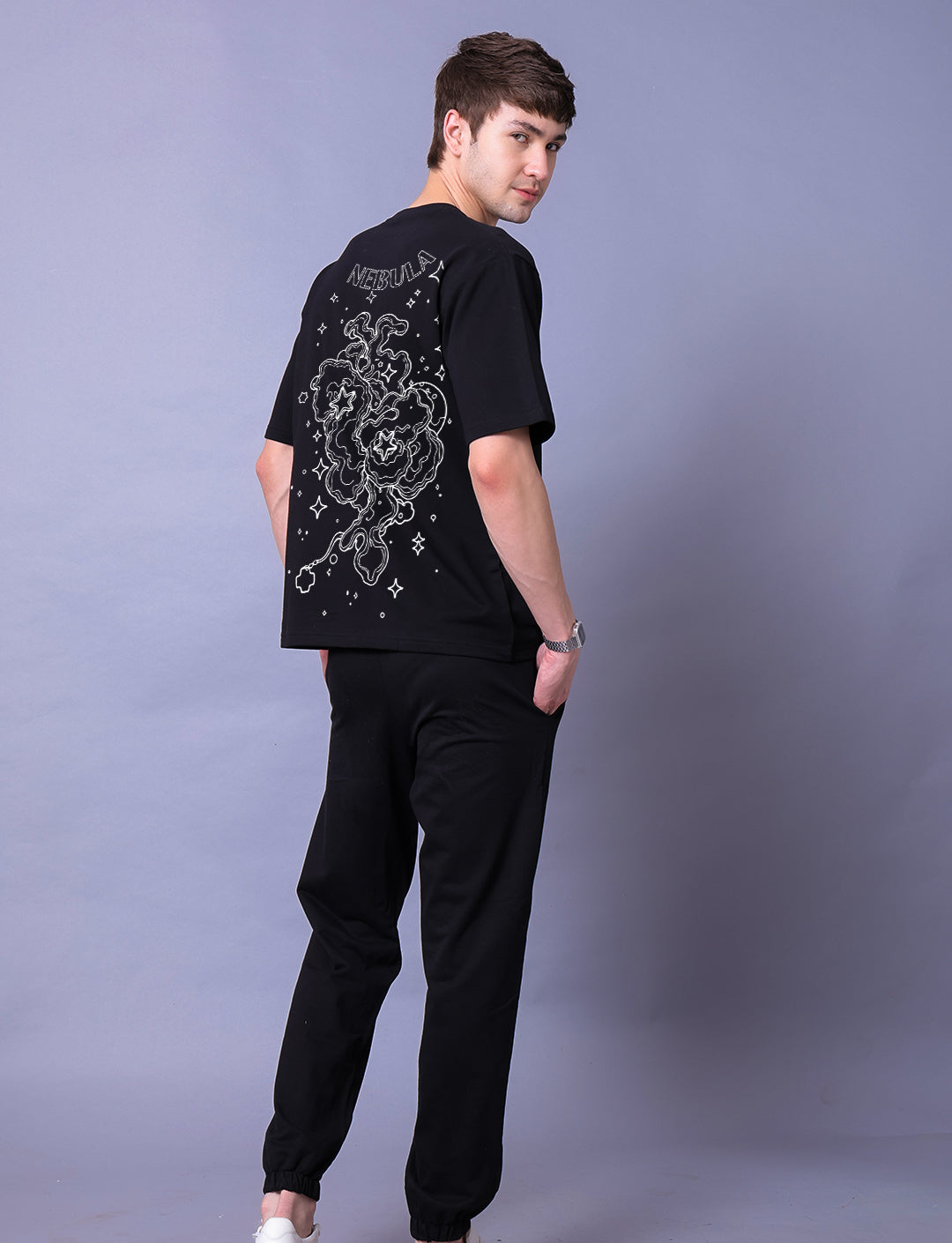 Nebula Men Co-Ord Set - Oversized Tee With Jogger