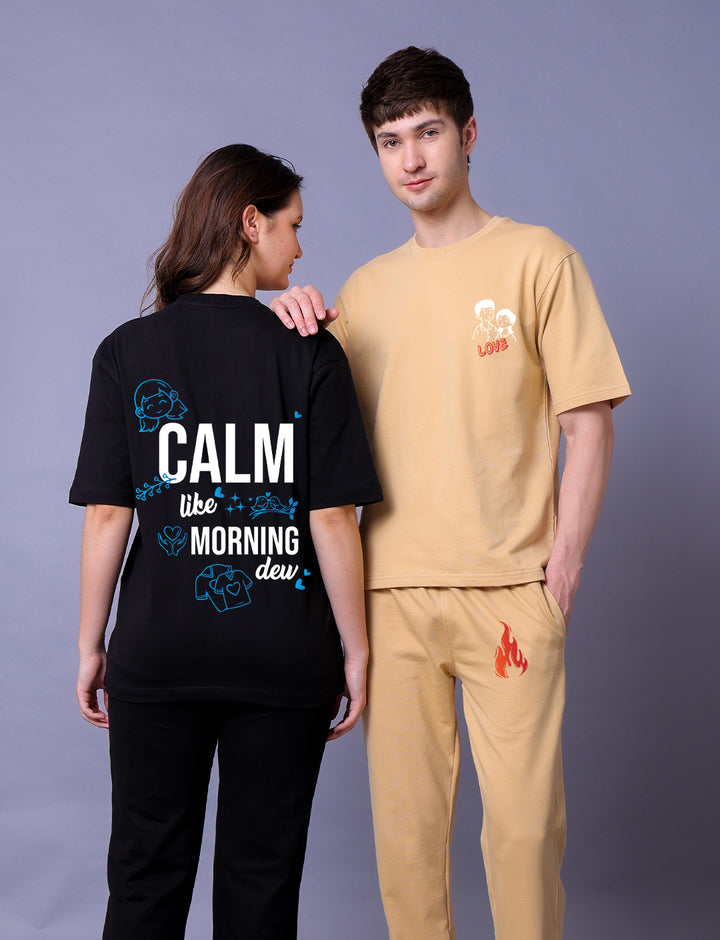 Calm And Fire Couple Co-Ord Set With Joggers (Pack of 2)