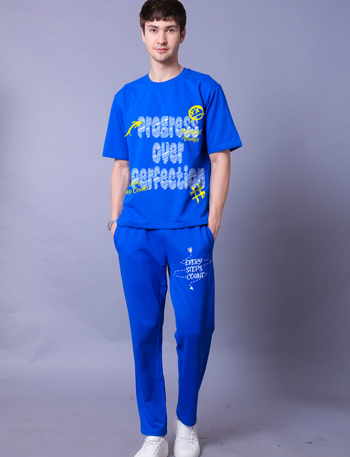 Progress Over Perfection Men Co-Ord Set - Oversized Tee With Jogger