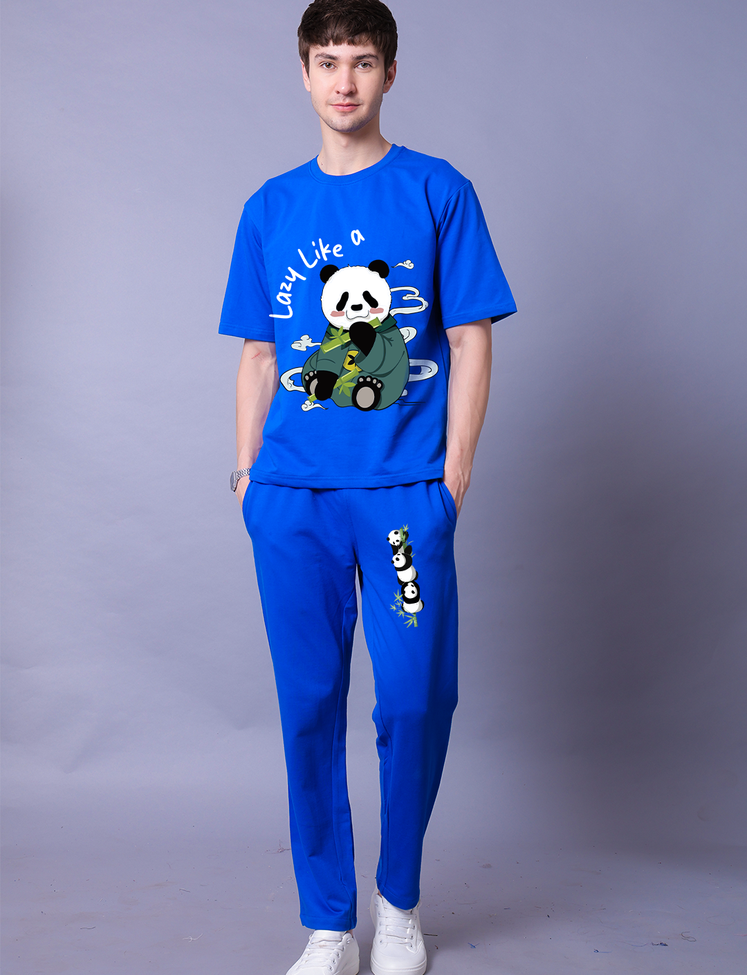 Lazy Like A Panda Men Co-Ord Set - Oversized Tee With Jogger