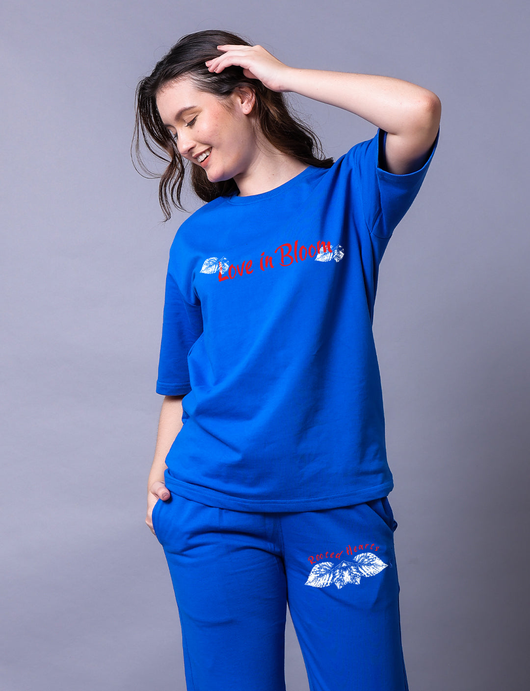 Rooted Hearts Women Co-Ord Set - Oversized Tee With Jogger