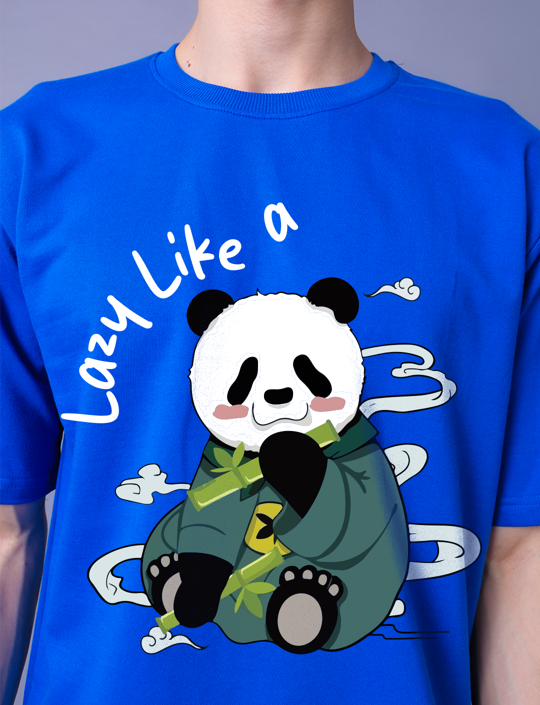 Lazy Like A Panda Men Co-Ord Set - Oversized Tee With Jogger