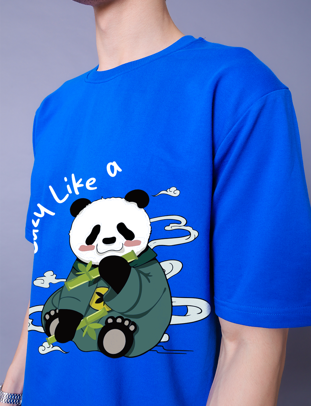 Lazy Like A Panda Men Co-Ord Set - Oversized Tee With Jogger