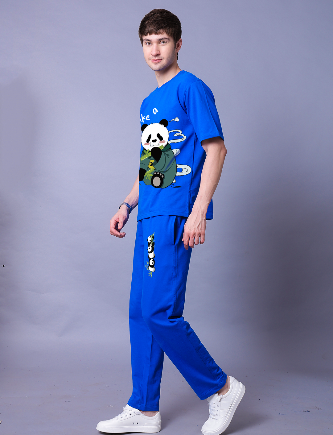 Lazy Like A Panda Men Co-Ord Set - Oversized Tee With Jogger